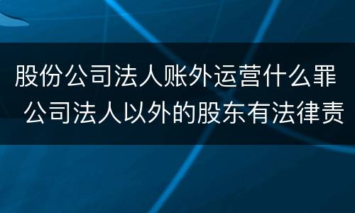 股份公司法人账外运营什么罪 公司法人以外的股东有法律责任吗