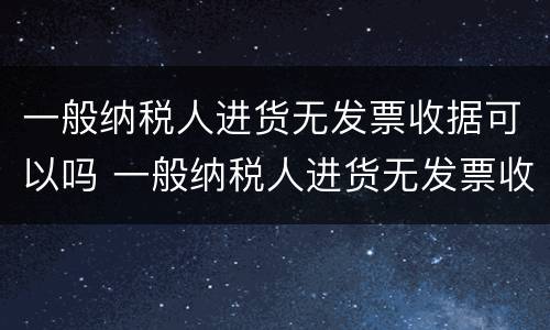 一般纳税人进货无发票收据可以吗 一般纳税人进货无发票收据可以吗