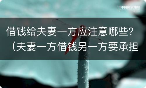 借钱给夫妻一方应注意哪些？（夫妻一方借钱另一方要承担吗）