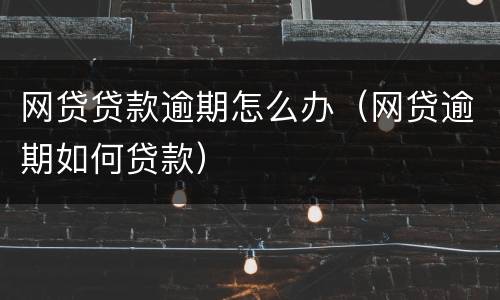 网贷贷款逾期怎么办（网贷逾期如何贷款）