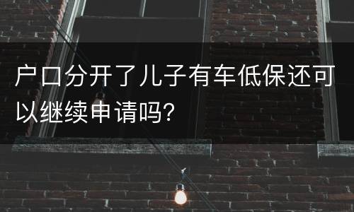 户口分开了儿子有车低保还可以继续申请吗？