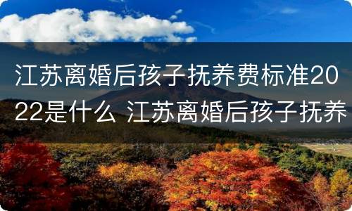 江苏离婚后孩子抚养费标准2022是什么 江苏离婚后孩子抚养费标准2022是什么时候发放