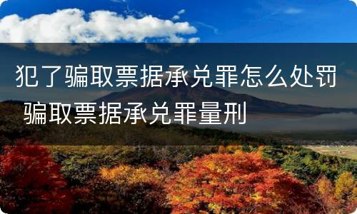 犯了骗取票据承兑罪怎么处罚 骗取票据承兑罪量刑