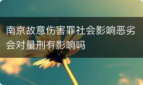 南京故意伤害罪社会影响恶劣会对量刑有影响吗