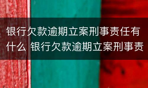 银行欠款逾期立案刑事责任有什么 银行欠款逾期立案刑事责任有什么影响