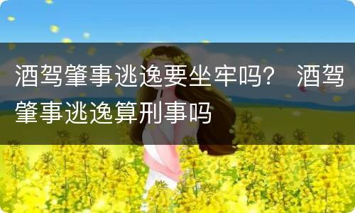 酒驾肇事逃逸要坐牢吗？ 酒驾肇事逃逸算刑事吗