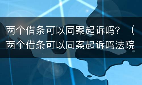 两个借条可以同案起诉吗？（两个借条可以同案起诉吗法院）