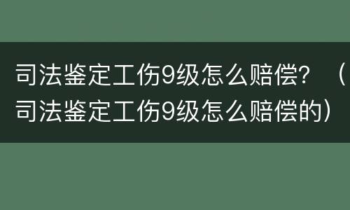 司法鉴定工伤9级怎么赔偿？（司法鉴定工伤9级怎么赔偿的）