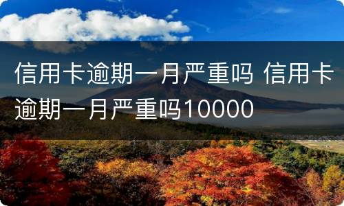 信用卡逾期一月严重吗 信用卡逾期一月严重吗10000
