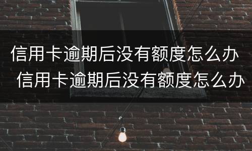信用卡逾期后没有额度怎么办 信用卡逾期后没有额度怎么办呢