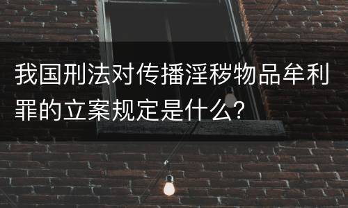 我国刑法对传播淫秽物品牟利罪的立案规定是什么？