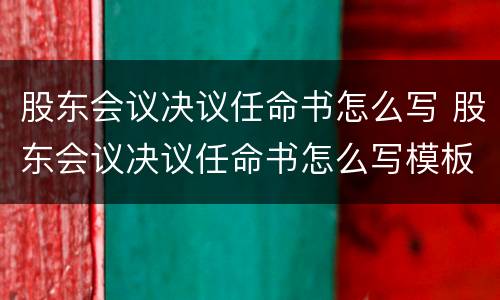 股东会议决议任命书怎么写 股东会议决议任命书怎么写模板