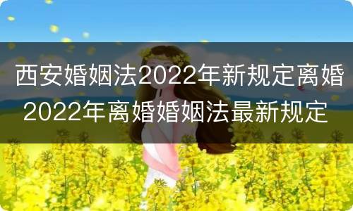 西安婚姻法2022年新规定离婚 2022年离婚婚姻法最新规定
