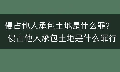 侵占他人承包土地是什么罪？ 侵占他人承包土地是什么罪行
