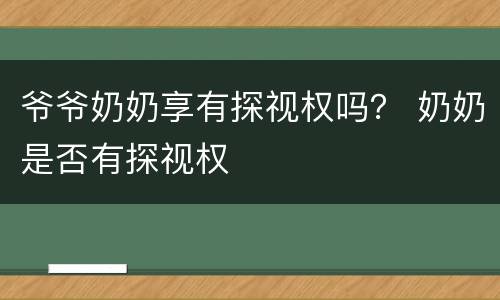 爷爷奶奶享有探视权吗？ 奶奶是否有探视权