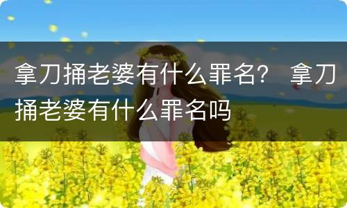 拿刀捅老婆有什么罪名？ 拿刀捅老婆有什么罪名吗