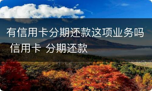 有信用卡分期还款这项业务吗 信用卡 分期还款