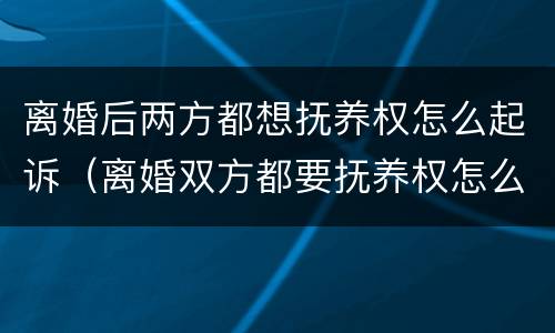离婚后两方都想抚养权怎么起诉（离婚双方都要抚养权怎么办）