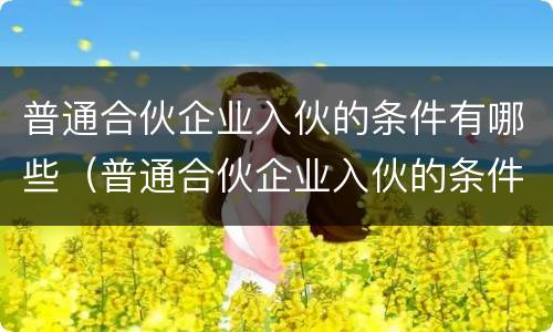 普通合伙企业入伙的条件有哪些（普通合伙企业入伙的条件有哪些要求）