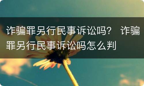 诈骗罪另行民事诉讼吗？ 诈骗罪另行民事诉讼吗怎么判