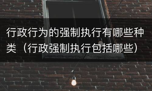 行政行为的强制执行有哪些种类（行政强制执行包括哪些）