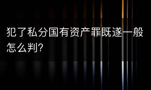犯了私分国有资产罪既遂一般怎么判?
