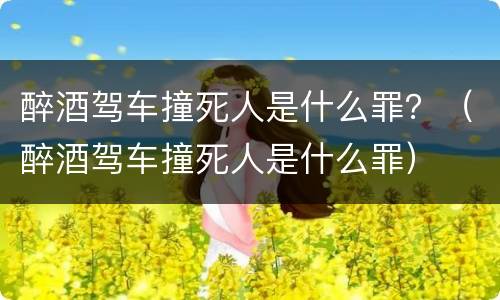 醉酒驾车撞死人是什么罪？（醉酒驾车撞死人是什么罪）