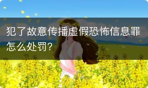 犯了故意传播虚假恐怖信息罪怎么处罚？