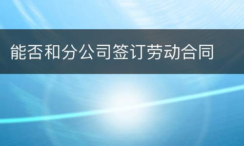 能否和分公司签订劳动合同