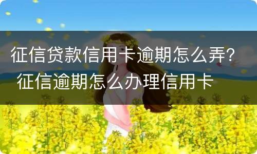 征信贷款信用卡逾期怎么弄？ 征信逾期怎么办理信用卡