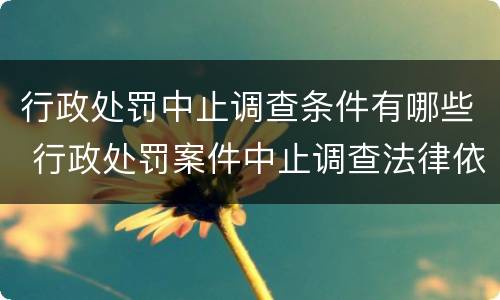 行政处罚中止调查条件有哪些 行政处罚案件中止调查法律依据