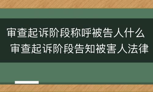 审查起诉阶段称呼被告人什么 审查起诉阶段告知被害人法律规定