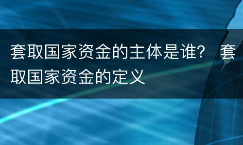 套取国家资金的主体是谁？ 套取国家资金的定义