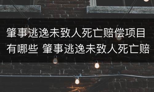 肇事逃逸未致人死亡赔偿项目有哪些 肇事逃逸未致人死亡赔偿项目有哪些内容