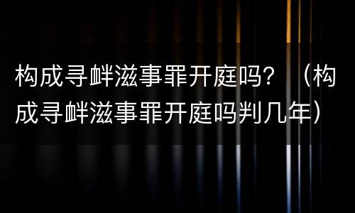 构成寻衅滋事罪开庭吗？（构成寻衅滋事罪开庭吗判几年）