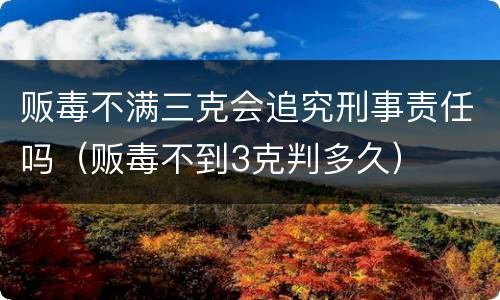 贩毒不满三克会追究刑事责任吗（贩毒不到3克判多久）