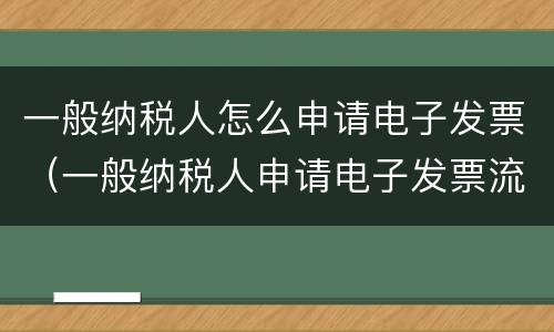 一般纳税人怎么申请电子发票（一般纳税人申请电子发票流程）
