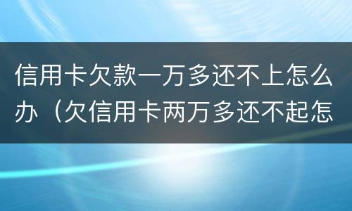信用卡欠款一万多还不上怎么办（欠信用卡两万多还不起怎么办）