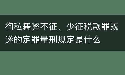徇私舞弊不征、少征税款罪既遂的定罪量刑规定是什么