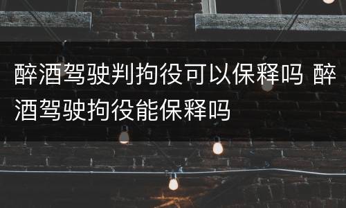 醉酒驾驶判拘役可以保释吗 醉酒驾驶拘役能保释吗
