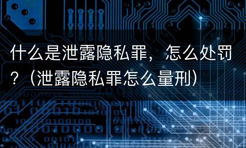 什么是泄露隐私罪，怎么处罚?（泄露隐私罪怎么量刑）