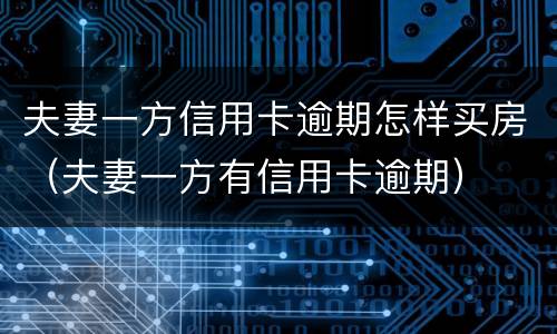 夫妻一方信用卡逾期怎样买房（夫妻一方有信用卡逾期）
