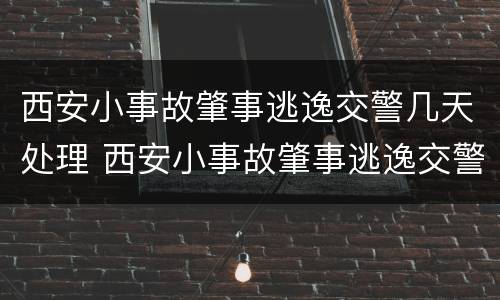 西安小事故肇事逃逸交警几天处理 西安小事故肇事逃逸交警几天处理完