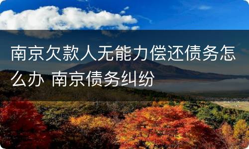 南京欠款人无能力偿还债务怎么办 南京债务纠纷