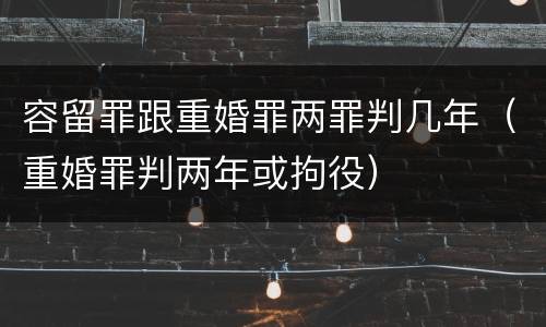 容留罪跟重婚罪两罪判几年（重婚罪判两年或拘役）