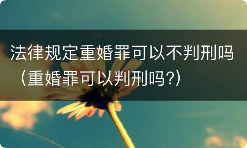 法律规定重婚罪可以不判刑吗（重婚罪可以判刑吗?）