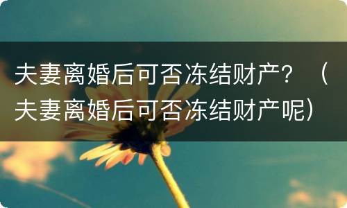 夫妻离婚后可否冻结财产？（夫妻离婚后可否冻结财产呢）