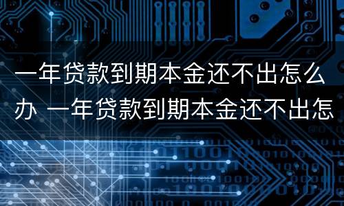 一年贷款到期本金还不出怎么办 一年贷款到期本金还不出怎么办