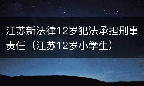 江苏新法律12岁犯法承担刑事责任（江苏12岁小学生）