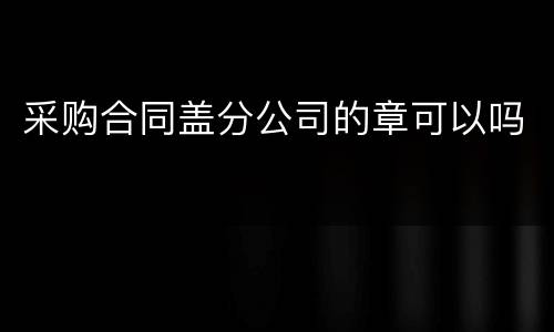采购合同盖分公司的章可以吗